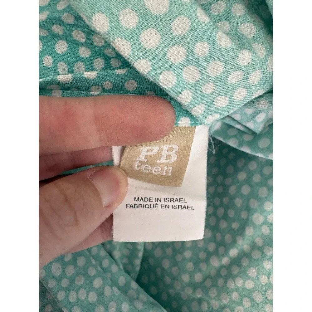 Pottery Barn Dorm Full Sheet Set Pool Damask W/ Aqua‎ Dots Duvet And Shams